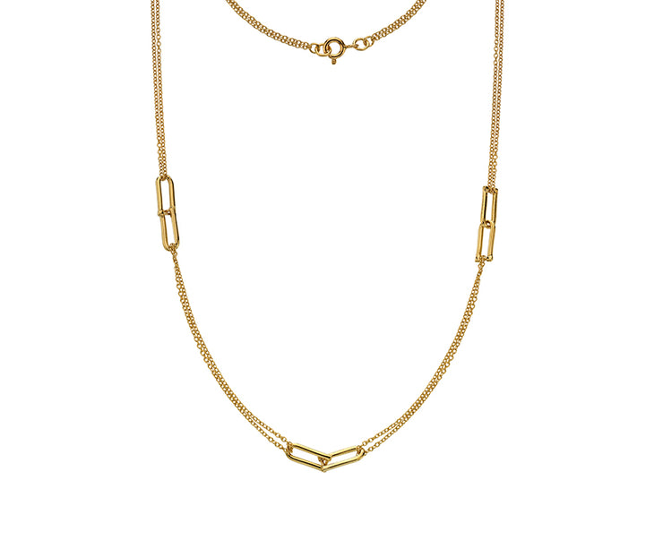 9ct Yellow Gold Spaced U Links Necklace by FANCI Fine Jewellery, Southampton, UK.