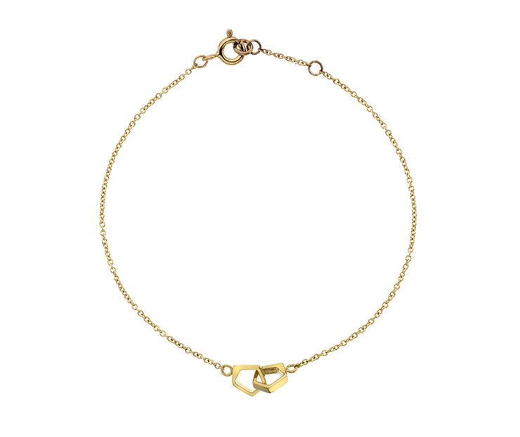 9ct Yellow Gold Double Pentagon Bracelet by FANCI Fine Jewellery, Southampton, UK.