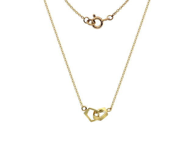 9ct Yellow Gold Double Pentagon Necklace by FANCI Fine Jewellery, Southampton, UK.