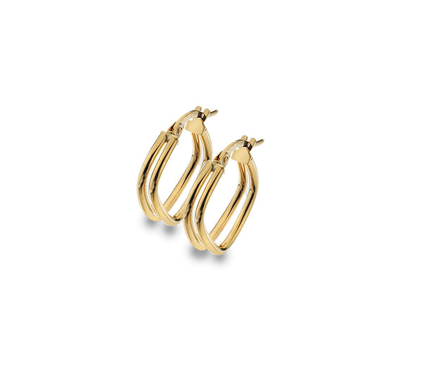 9ct Yellow Gold 12mm Double Square Hoop Earring FANCI Fine Jewellery, Southampton, UK