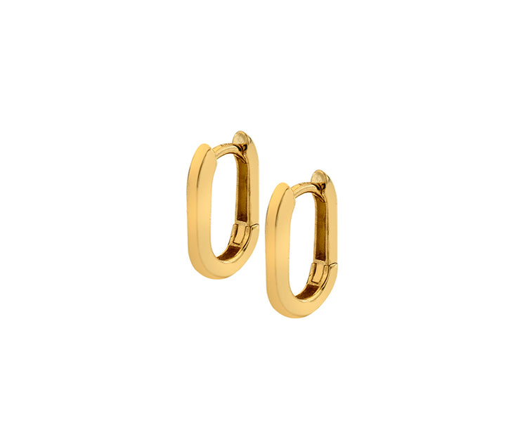 Rectangular Huggie Earrings in 9ct Yellow Gold by FANCI Fine Jewellery, Southampton, UK.