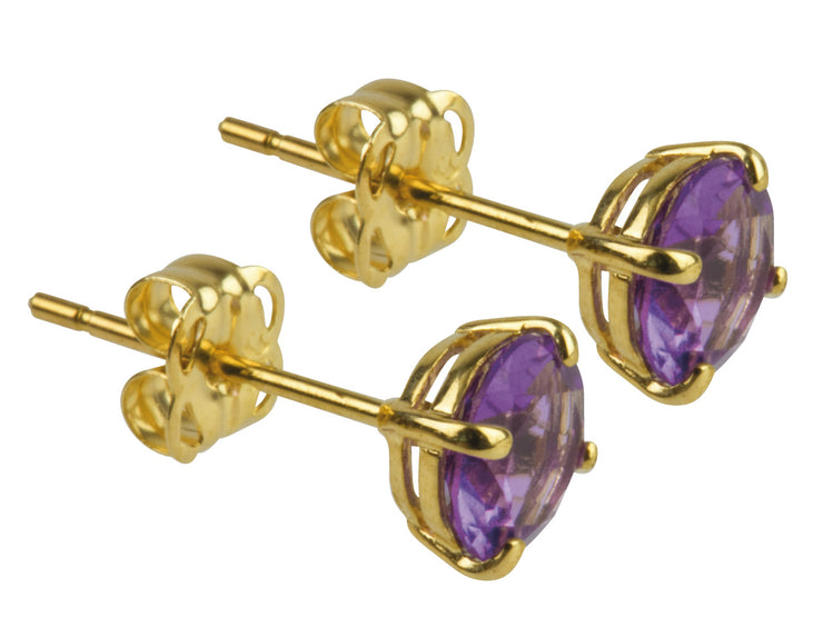 9ct Yellow Gold Amethyst Stud Earrings By FANCI Fine Jewellery, Southampton, UK.