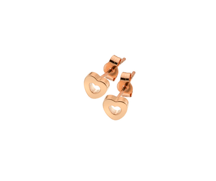 Heart Silhouette Stud Earrings in 9ct Rose Gold by FANCI Fine Jewellery, Southampton, UK.