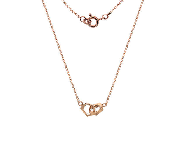 9ct Rose Gold Double Pentagon Necklace by FANCI Fine Jewellery, Southampton, UK.