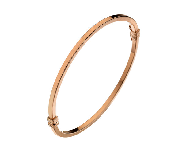 9ct Rose Gold Square Hinged Bangle by FANCI Fine Jewellery, Southampton, UK.