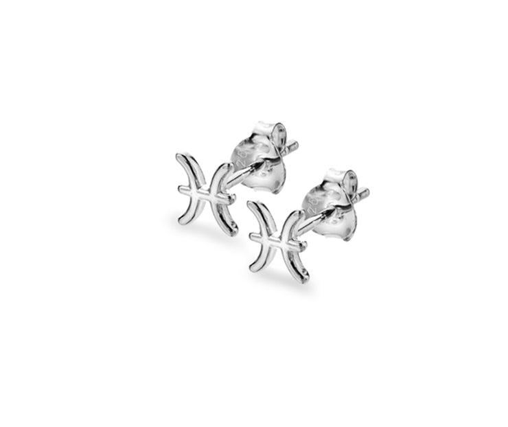 Zodiac Pisces Earrings In Sterling Silver By FANCI Fine Jewellery, Southampton, UK.