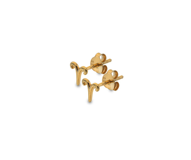 Zodiac Aries Gold Plated Sterling Silver Stud Earrings By FANCI Fine Jewellery, Southampton, UK.