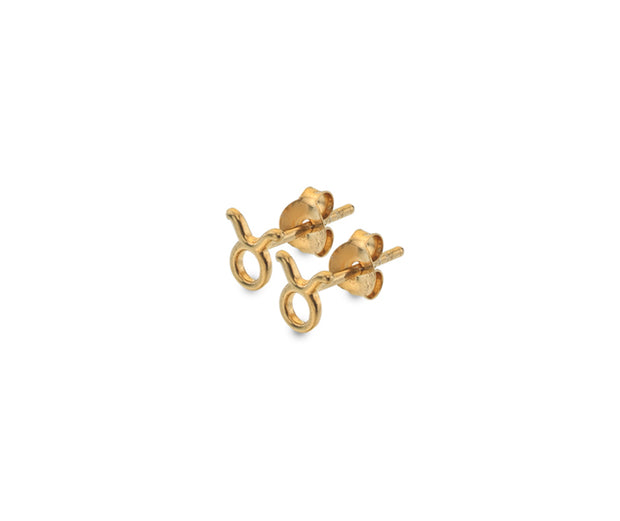 Zodiac Taurus Gold Plated Sterling Silver Stud Earrings By FANCI Fine Jewellery, Southampton, UK.