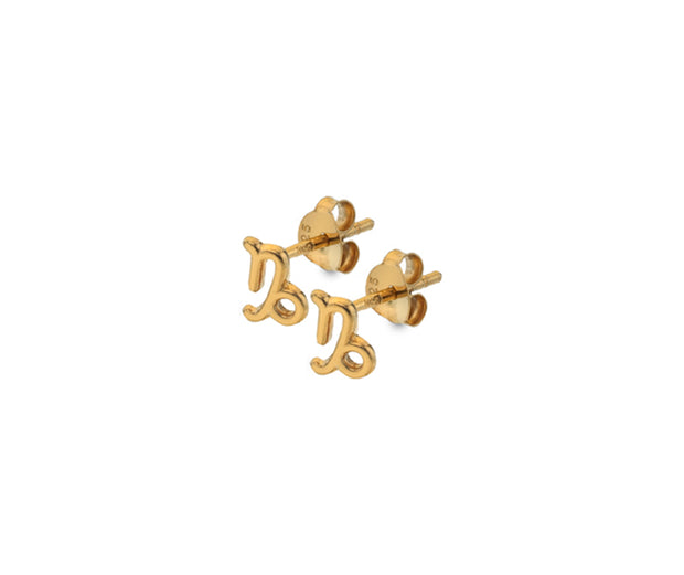 Zodiac Capricorn Gold Plated Sterling Silver Stud Earrings By FANCI Fine Jewellery, Southampton, UK.