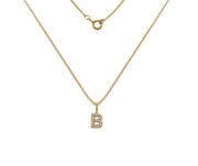 Silver Gold Plated And CZ Letter B Pendant Necklace by FANCI Fine Jewellery, Southampton, UK.