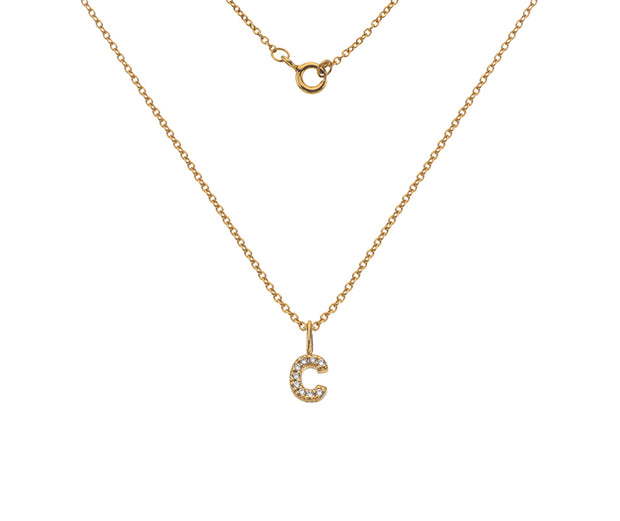 Silver Gold Plated And CZ Letter C Pendant Necklace by FANCI Fine Jewellery, Southampton, UK.