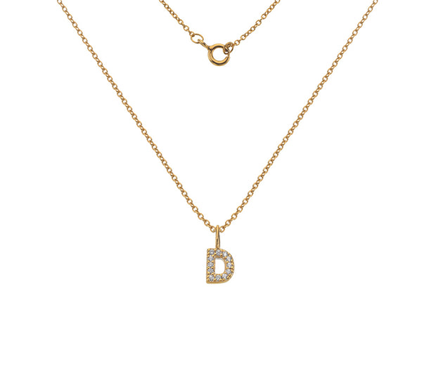 Silver Gold Plated And CZ Letter D Pendant Necklace by FANCI Fine Jewellery, Southampton, UK.