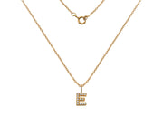 Silver Gold Plated And CZ Letter E Pendant Necklace by FANCI Fine Jewellery, Southampton, UK.