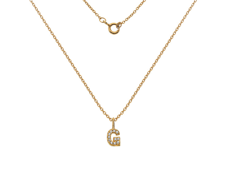 Silver Gold Plated And CZ Letter G Pendant Necklace by FANCI Fine Jewellery, Southampton, UK.