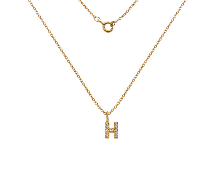 Silver Gold Plated And CZ Letter H Pendant Necklace by FANCI Fine Jewellery, Southampton, UK.