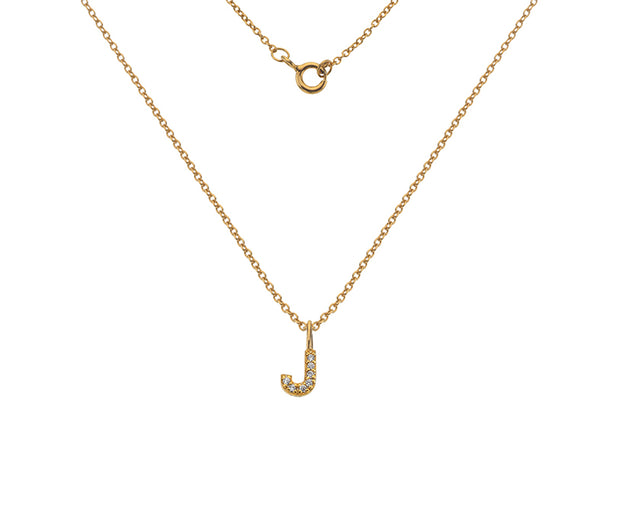 Silver Gold Plated And CZ Letter J Pendant Necklace by FANCI Fine Jewellery, Southampton, UK.