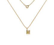 Silver Gold Plated And CZ Letter M Pendant Necklace by FANCI Fine Jewellery, Southampton, UK.