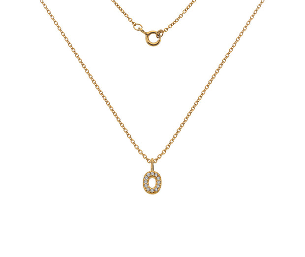 Silver Gold Plated And CZ Letter O Pendant Necklace by FANCI Fine Jewellery, Southampton, UK.