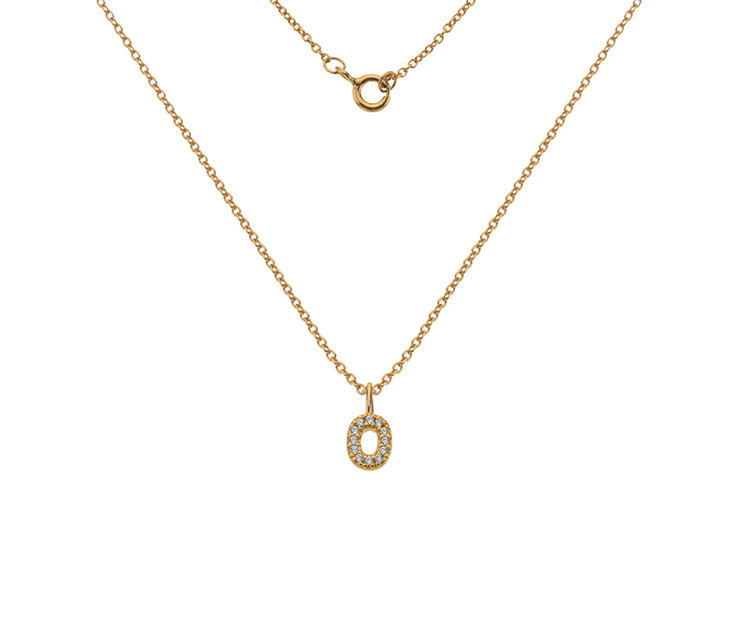 Silver Gold Plated And CZ Letter O Pendant Necklace by FANCI Fine Jewellery, Southampton, UK.