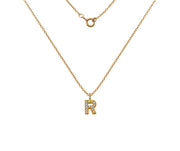 Silver Gold Plated And CZ Letter R Pendant Necklace by FANCI Fine Jewellery, Southampton, UK.