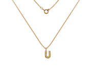 Silver Gold Plated And CZ Letter U Pendant Necklace by FANCI Fine Jewellery, Southampton, UK.