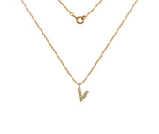 Silver Gold Plated And CZ Letter V Pendant Necklace by FANCI Fine Jewellery, Southampton, UK.