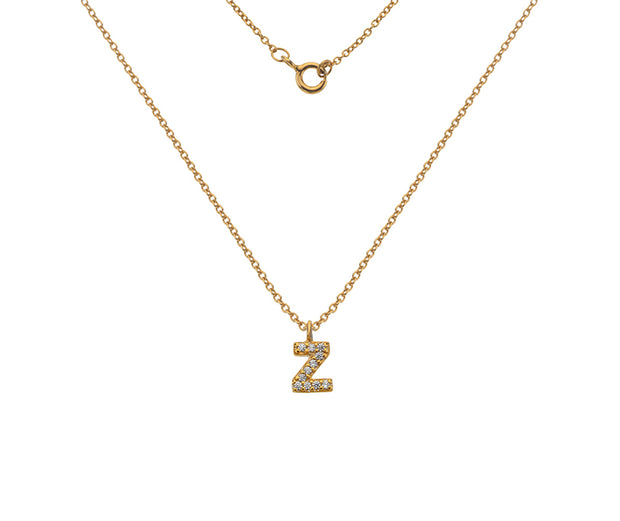 Silver Gold Plated And CZ Letter Z Pendant Necklace by FANCI Fine Jewellery, Southampton, UK.