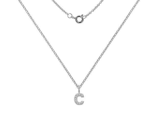 Silver And CZ Letter C Pendant Necklace by FANCI Fine Jewellery, Southampton, UK.