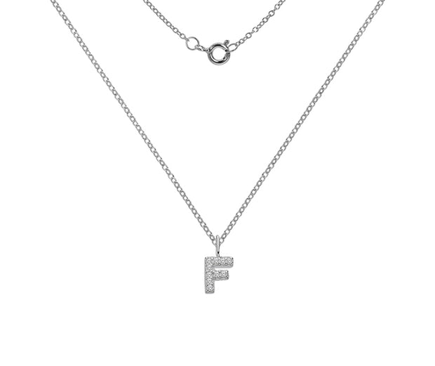 Silver And CZ Letter F Pendant Necklace by FANCI Fine Jewellery, Southampton, UK.