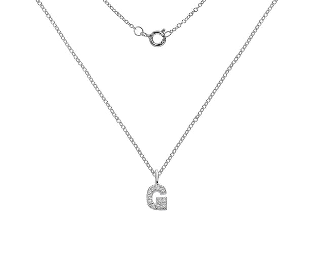 Silver And CZ Letter G Pendant Necklace by FANCI Fine Jewellery, Southampton, UK.