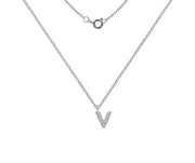 Silver And CZ Letter V Pendant Necklace by FANCI Fine Jewellery, Southampton, UK.