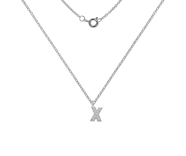 Silver And CZ Letter X Pendant Necklace by FANCI Fine Jewellery, Southampton, UK.