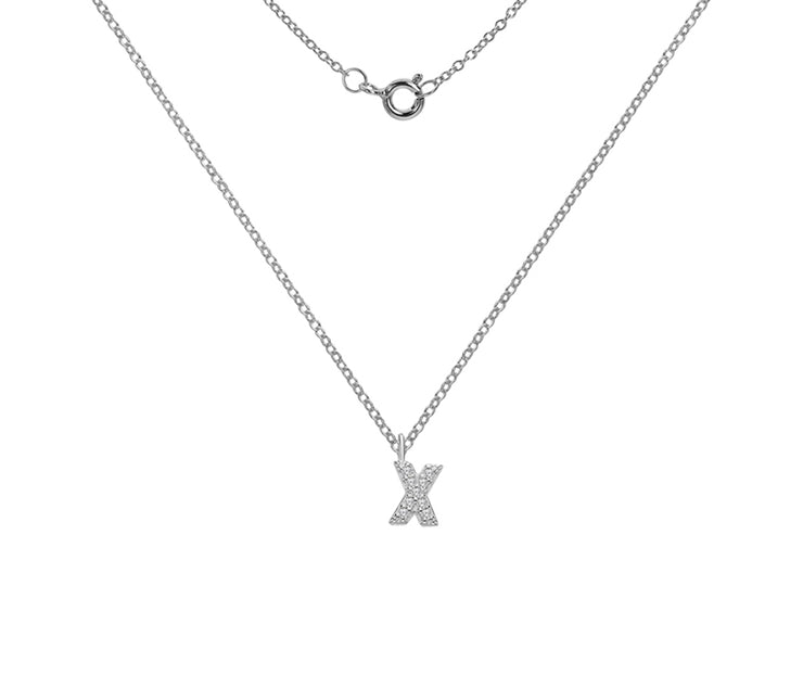 Silver And CZ Letter X Pendant Necklace by FANCI Fine Jewellery, Southampton, UK.