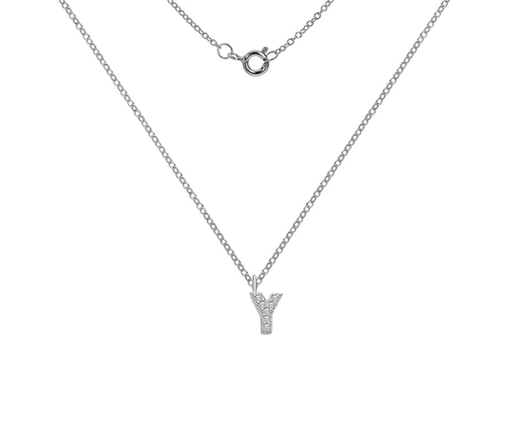 Silver And CZ Letter Y Pendant Necklace by FANCI Fine Jewellery, Southampton, UK.