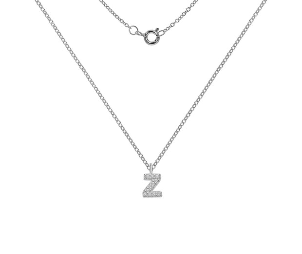 Silver And CZ Letter Z Pendant Necklace by FANCI Fine Jewellery, Southampton, UK.