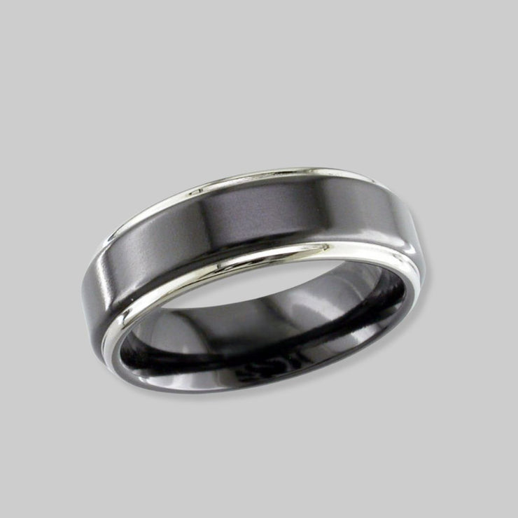 Relieved Black Zirconium Ring With Brushed Centre by FANCI Fine Jewellery, Southampton, UK