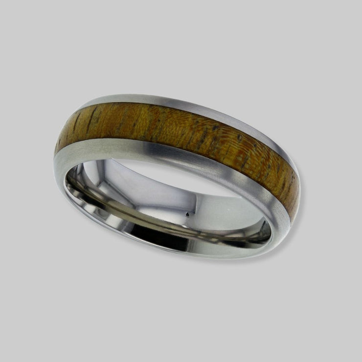 Gentlemen’s Titanium Band With Iroko Wood Inlay by FANCI Fine Jewellery, Southampton, UK