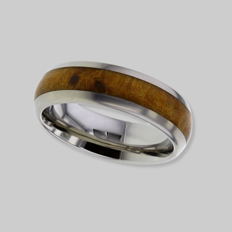 Gentlemen’s Titanium Band With Thuya Wood Inlay by FANCI Fine Jewellery, Southampton, UK