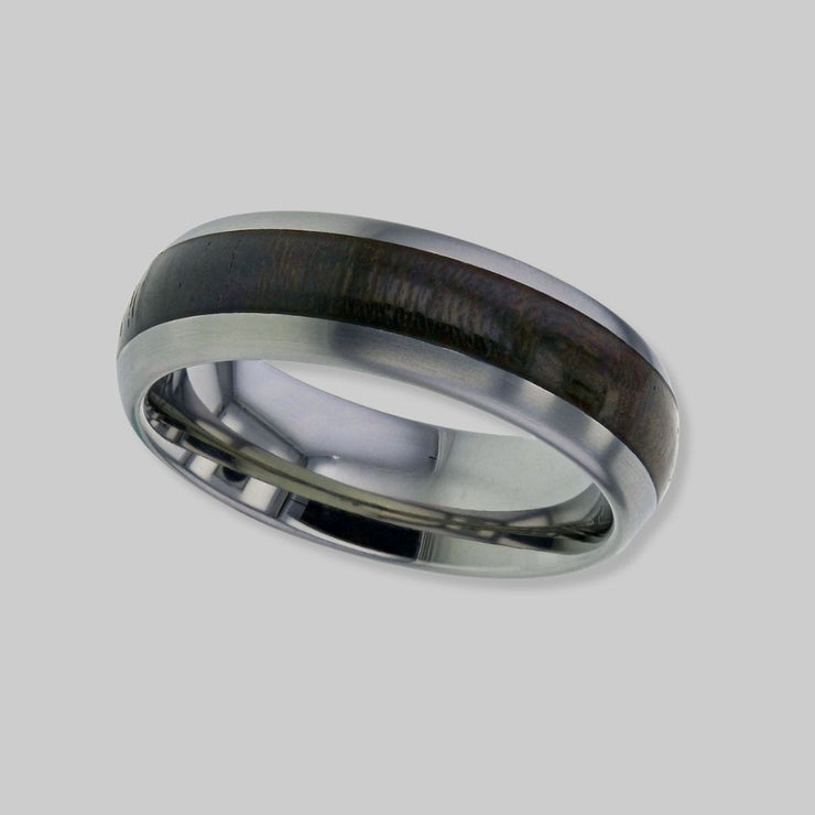 Gentlemen’s Titanium Band With Ziricote Wood Inlay by FANCI Fine Jewellery, Southampton, UK