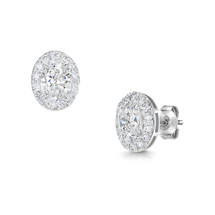 Oval Lab Grown Diamond Stud Earrings In White Gold By FANCI Fine Jewellery, Southampton, UK.