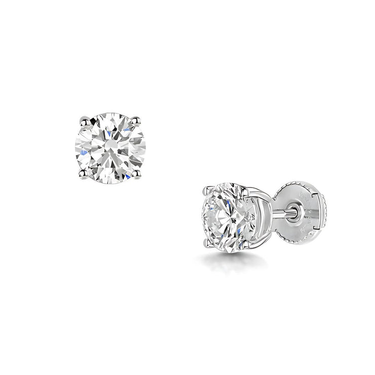 Prong Setting Lab Grown Diamond Stud Earrings In White Gold By FANCI Fine Jewellery, Southampton, UK.