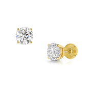 Prong Setting Lab Grown Diamond Stud Earrings In Yellow Gold By FANCI Fine Jewellery, Southampton, UK.