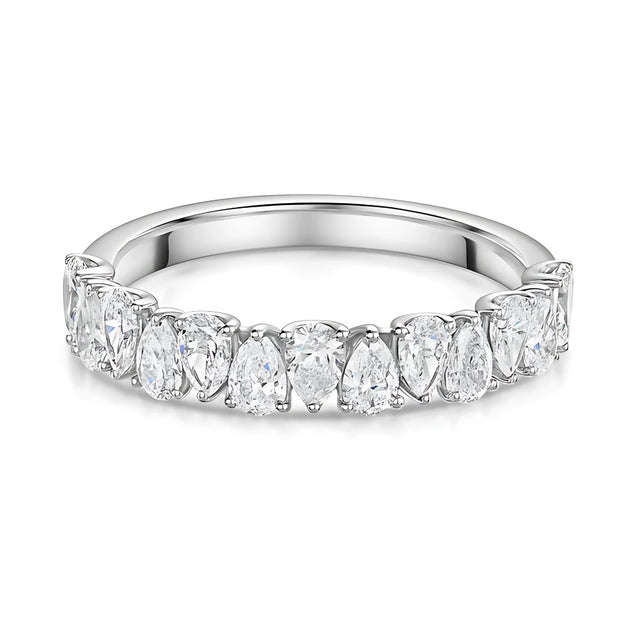 Pear Lab Grown Diamond Half Eternity Ring In White Gold By FANCI Fine Jewellery, Southampton, UK.