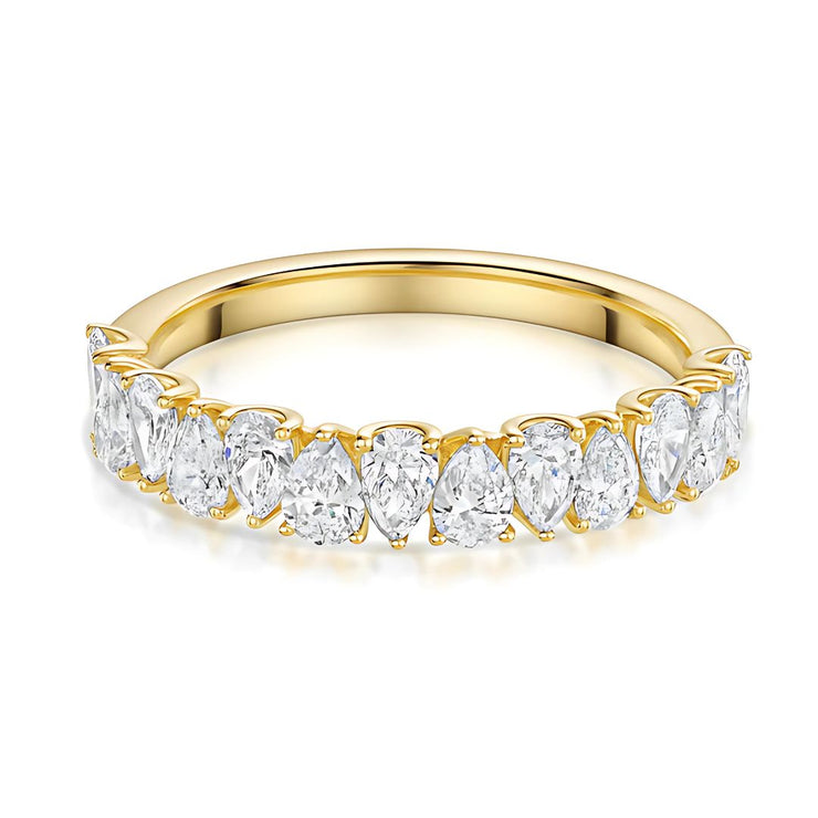 Pear Lab Grown Diamond Half Eternity Ring In Yellow Gold By FANCI Fine Jewellery, Southampton, UK.