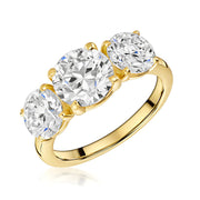 Talon Setting Three Stone Lab Grown Diamond Ring In Yellow Gold By FANCI Fine Jewellery, Southampton, UK.