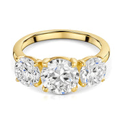 Talon Setting Three Stone Lab Grown Diamond Ring In Yellow Gold By FANCI Fine Jewellery, Southampton, UK.