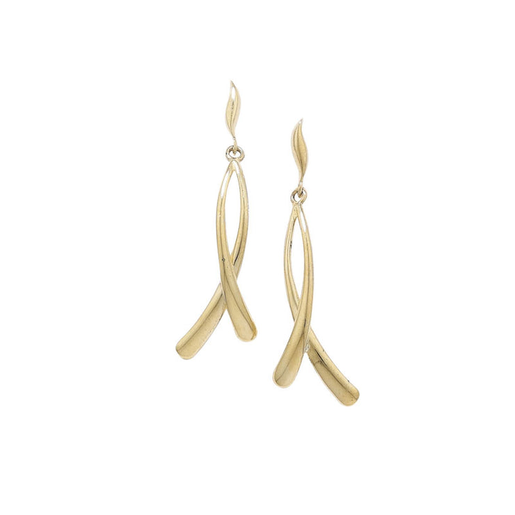 9ct Yellow Gold Twisted Strand Drop Earrings By FANCI Fine Jewellery, Southampton, UK.