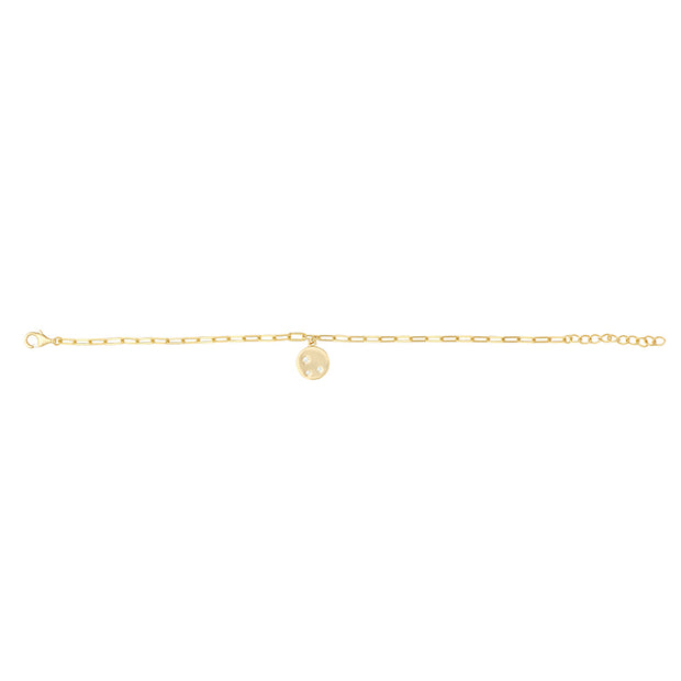 Gold Plated Box Chain With CZ Disc Bracelet by FANCI Fine Jewellery, Southampton, UK