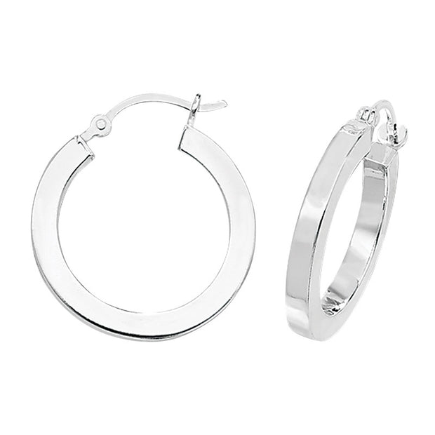 Silver Box Hoop Earrings by FANCI Fine Jewellery, Southampton, UK.