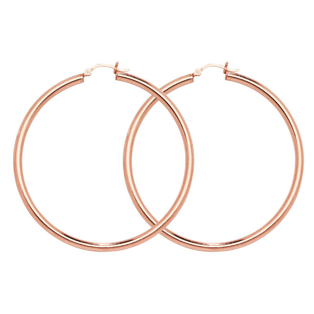 Rose Gold Plated Hoop Earrings 60mm In Sterling Silver by FANCI Fine Jewellery, Southampton, UK.